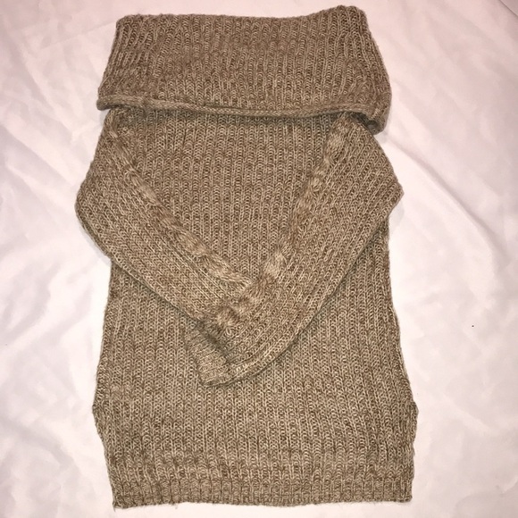 Love & Liberty Butterscotch Tweed Cowl Neck Sweater with Side Slits - Picture 3 of 5